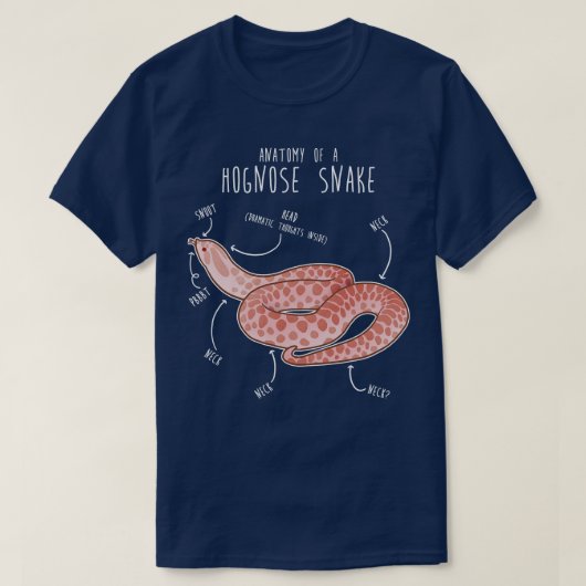 Roze Pastel Hognose Snake Anatomie T-shirt (Design voorkant)