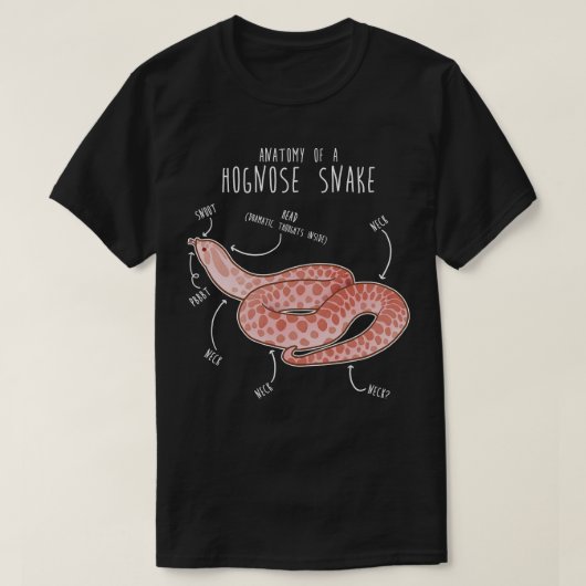 Roze Pastel Hognose Snake Anatomie T-shirt (Design voorkant)