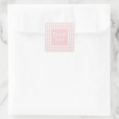 Roze Pastel Houndstooth Bedankt Vierkante Sticker (Tas)
