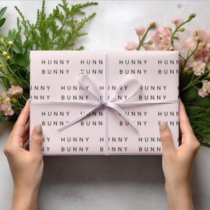 Roze pastel "Hunny Bunny" Pasen Cadeaupapier