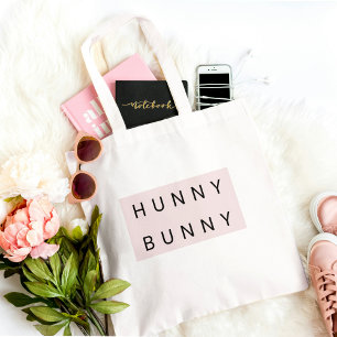 Roze pastel "Hunny Bunny" Schattige Pasen Tote Bag
