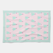 Roze Pastel Kerst Keuken Handdoek (Horizontaal)