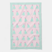 Roze Pastel Kerst Keuken Handdoek (Verticaal)