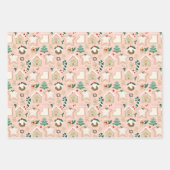 Roze Pastel Kerst Vibe Gift Wrap Inpakpapier Vel (Voorkant 3)