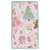 Roze Pastel Kerstballerina en Kerstman  Klein Cadeauzakje (Achterkant)