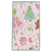 Roze Pastel Kerstballerina en Kerstman  Klein Cadeauzakje (Voorkant)