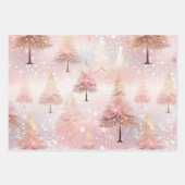 Roze Pastel Kerstboom Inpakpapier Vel (Voorkant)