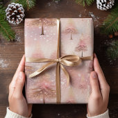 Roze Pastel Kerstboom Inpakpapier Vel