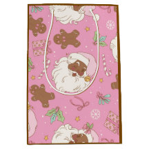 Roze Pastel Kerstmis Zwarte Kerstman & Ballerina