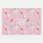 Roze🎄 Pastel kerstpatroon, aangepaste tekst Inpakpapier Vel (Voorkant 3)