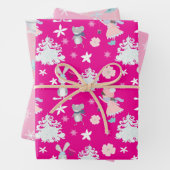 Roze🎄 Pastel kerstpatroon, aangepaste tekst Inpakpapier Vel (In situ)