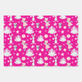 Roze🎄 Pastel kerstpatroon, aangepaste tekst Inpakpapier Vel (Voorkant)