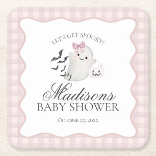 Roze Pastel Kleine Boe Geest Baby Shower Bar Kartonnen Onderzetters