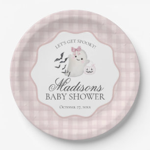 Roze Pastel Kleine Boe Geest Baby Shower Dessert Papieren Bordje