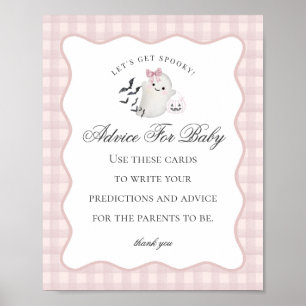 Roze Pastel Kleine Boo Geest Advies voor Baby Bord Poster