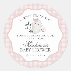 Roze Pastel Kleine Boo Geest Baby Shower Favor Ronde Sticker
