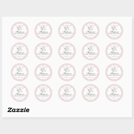 Roze Pastel Kleine Boo Geest Verjaardagsfeestje St Ronde Sticker (Vel)