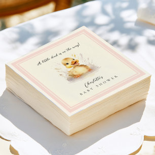 Roze Pastel Kleine Eend Baby Shower Servet