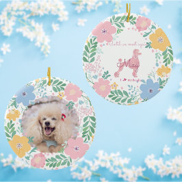 Roze Pastel Kleuren Foto & Naam Aandenken Poodle Keramisch Ornament