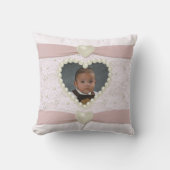Roze Pastel Lace Pearl Baby Foto Sierkussen (Voorkant)