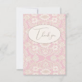 Roze Pastel Landelijke Nep Kant Plat Bedankkaart (Voorkant)
