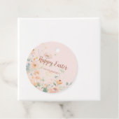 Roze Pastel Lente Bloemen Gelukkig Pasen Bedankjes Labels (In situ)