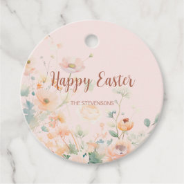 Roze Pastel Lente Bloemen Gelukkig Pasen Bedankjes Labels