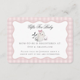 Roze Pastel Little Boo Geest Registry Card Inzetst Informatiekaartje