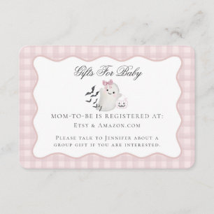 Roze Pastel Little Boo Geest Registry Card Inzetst Informatiekaartje
