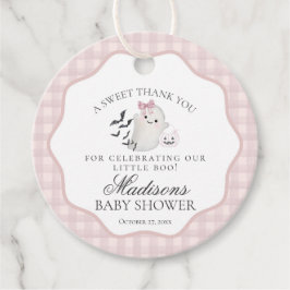 Roze Pastel Little Boo Ghost Baby shower Circle Bedankjes Labels