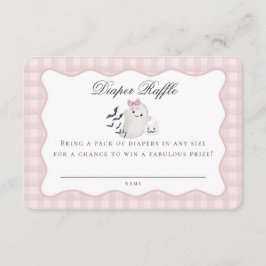 Roze Pastel Little Boo Ghost Diaper Raffle Insert Informatiekaartje