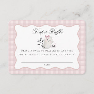 Roze Pastel Little Boo Ghost Diaper Raffle Insert Informatiekaartje