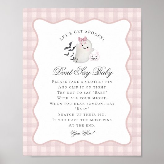 Roze Pastel Little Boo Ghost Dont Say Baby Game Poster (Voorkant)