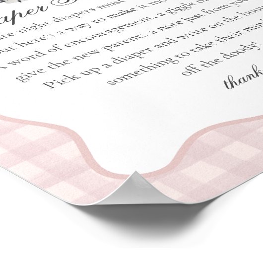 Roze Pastel Little Boo Ghost Luier Gedachten Teken Poster (Hoek)