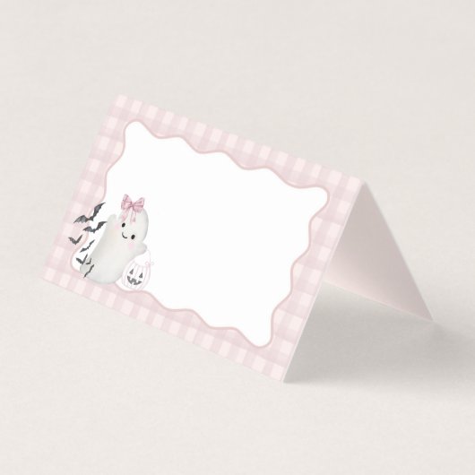 Roze Pastel Little Boo Ghost Plaatskaart Tafeldeco Kaart (Voorkant)