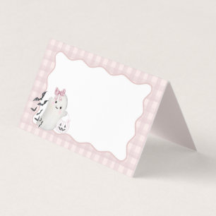 Roze Pastel Little Boo Ghost Plaatskaart Tafeldeco Kaart