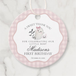 Roze Pastel Little Boo Ghost Verjaardag Party Circ Bedankjes Labels