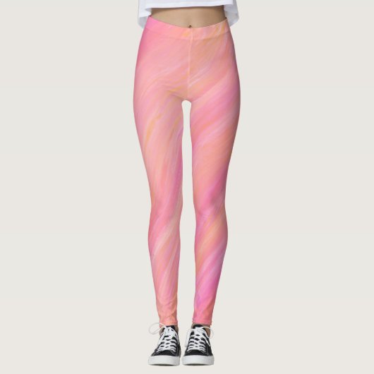 Roze pastel melange geschilderde Leggings (Voorkant)