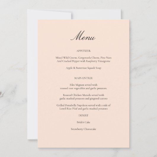 Roze Pastel Menu Kaart (Voorkant)