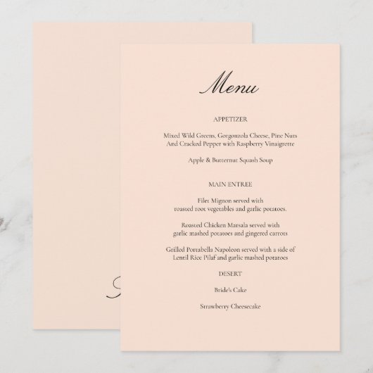 Roze Pastel Menu met Blos Kaart (Voorkant / Achterkant)