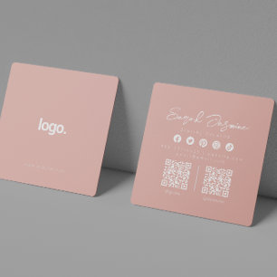 Roze pastel minimalistische moderne influencer sca vierkante visitekaartje