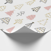 Roze pastel - modern kerstpapier met boomstructuur cadeaupapier (Hoek)