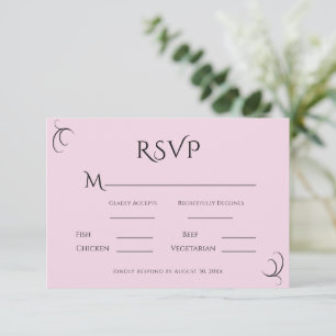 Roze pastel moderne bruiloft RSVP kaartje