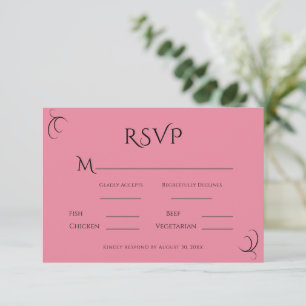 Roze pastel moderne bruiloft RSVP kaartje