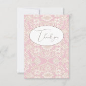 Roze Pastel Nep Kant Platte Bedankkaart (Voorkant)