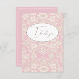 Roze Pastel Nep Kant Vlak Bedankkaart