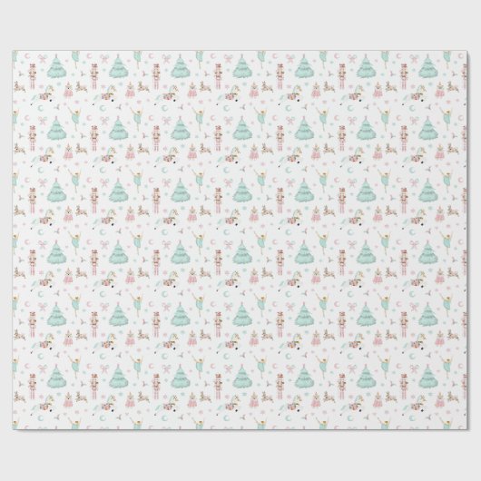 Roze pastel notenkraker Kerst inpakpapier (Vlak)
