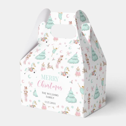 Roze pastel notenkraker Kerst snoep gunstboxen Bedankdoosjes (Voorkant Zijde)