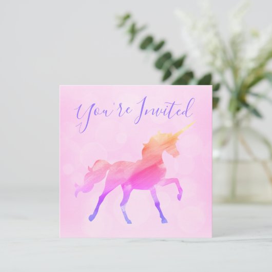 Roze pastel ombre Magical Unicorn Birthday Kaart (Staand voorkant)