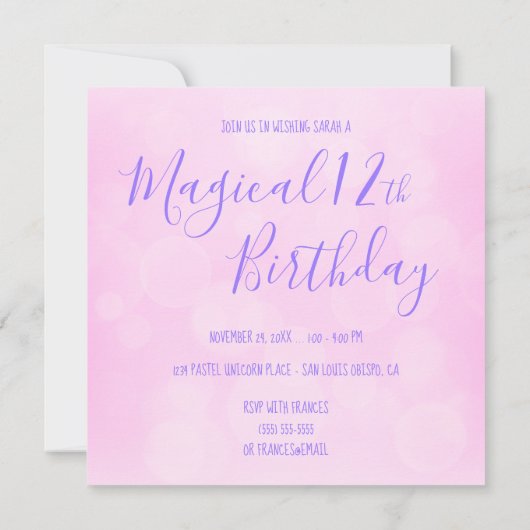 Roze pastel ombre Magical Unicorn Birthday Kaart (Achterkant)